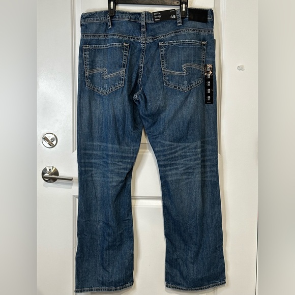 Silver Jeans Co Gordie Men's 38x32 Loose Fit Straight Leg Blue Wash Distressed - Picture 3 of 13
